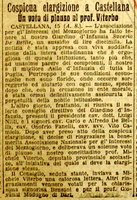 S. A. (1922) Cospicua elargizione a Castellana, Un voto di plauso al prof. Viterbo (La Gazzetta di  Puglia, 16 dicembre 1922).JPG