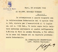 (1943) Lettera del Commissario prefettizio Pietro Capruzzi a Michele Viterbo.jpg