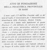 Atto di fondazione della Pinacoteca provinciale di Bari, 12 luglio 1928