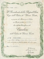 (1969) Diploma di Cavaliere dell'Ordine di Vittorio Veneto.jpg