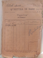 Questura di Bari, Fascicolo dello schedario giudiziario su Michele Viterbo (1909).jpg