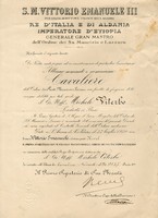 (1939) Diploma di Cavaliere dell'Ordine dei Ss. Maurizio e Lazzaro (Re Vittorio Emanuele 3.).jpg
