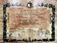 (1937) Diploma attribuito a Michele Viterbo per i primi due anni del mandato podestarile al comune di Bari.JPG
