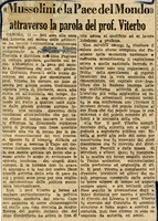 Mussolini e la Pace del Mondo attraverso la parola del prof. Viterbo